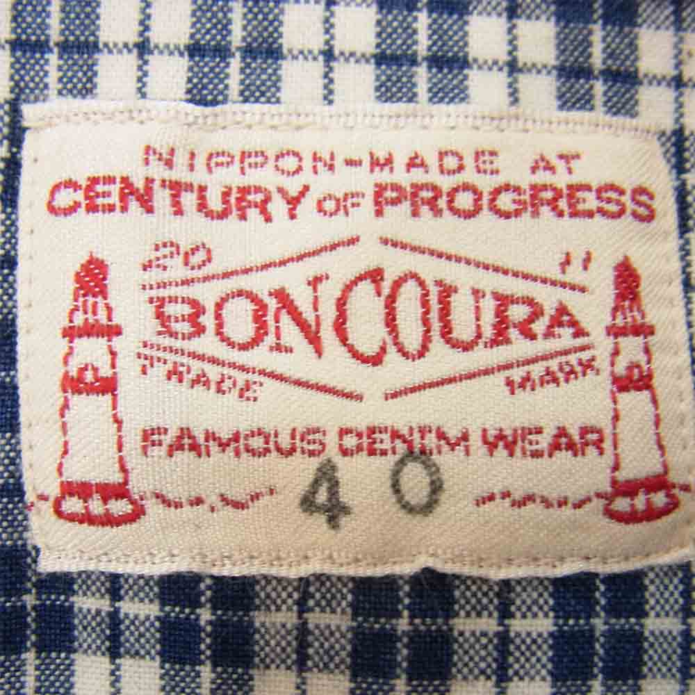 BONCOURA ボンクラ チェック ウエスタン シャツ ブルー系 40【中古】