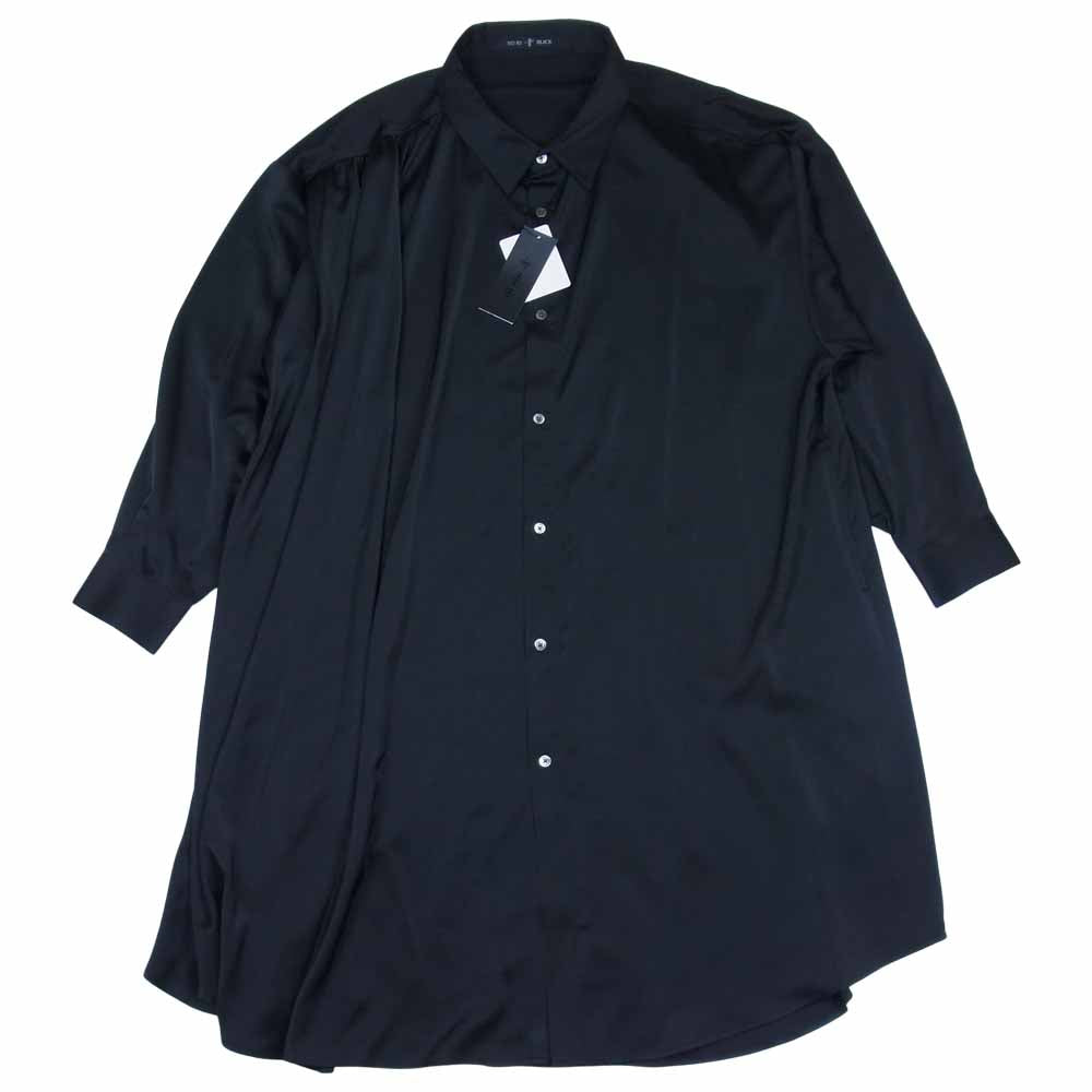 NO ID. ノーアイディ 448006-615S アシンメトリー ギャザー ロング シャツ ブラック系 ONE【新古品】【未使用】【中古】