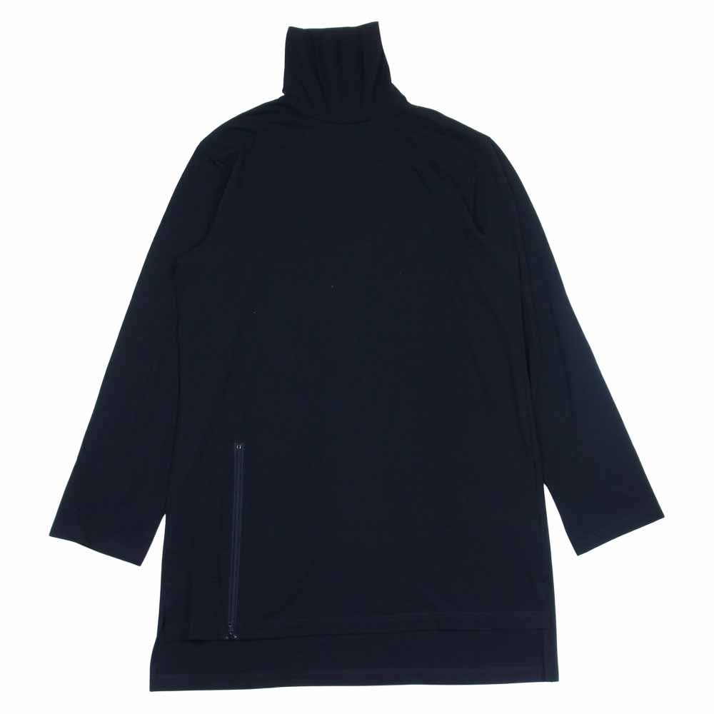 Yohji Yamamoto ヨウジヤマモト GroundY 21AW GM-T18-040-3 Jersey Zipper Opened Big Turtleneck Cut Sew フロントファスナー タートルネック カットソー ブラック系 3【新古品】【未使用】【中古】