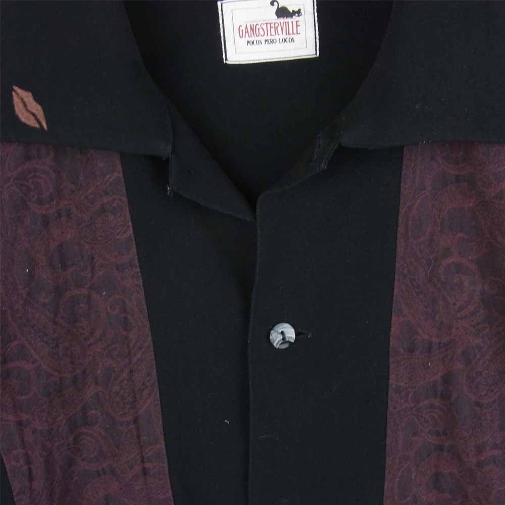 GANGSTERVILLE ギャングスタービル GSV-17-SS-33 GIN MILL S/S SHIRTS ダブル ジョーゼット 半袖 シャツ ブラック系 L【中古】
