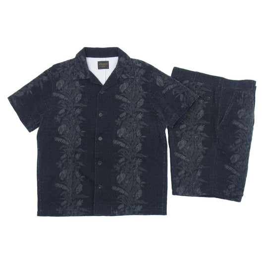 BY GLADHAND バイグラッドハンド BYGH-17-SS-16 レクセル 総柄 オープンシャツ ショーツ セットアップ ブラック系 XL ※パンツサイズL【中古】