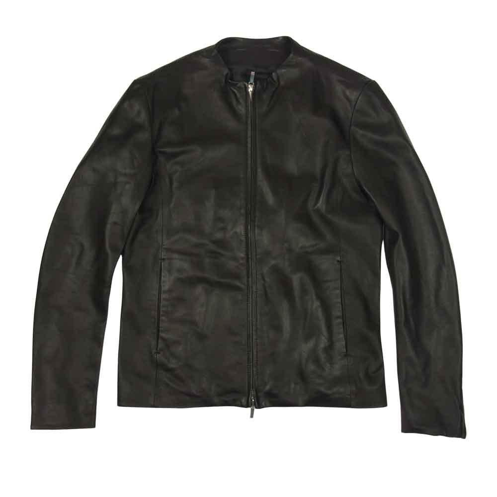 ATTACHMENT アタッチメント 21AW AB12-224 LAMB LEATHER SINGLE RIDERS ノーカラー ラムレザー シングルライダース ブラック系 1【美品】【中古】