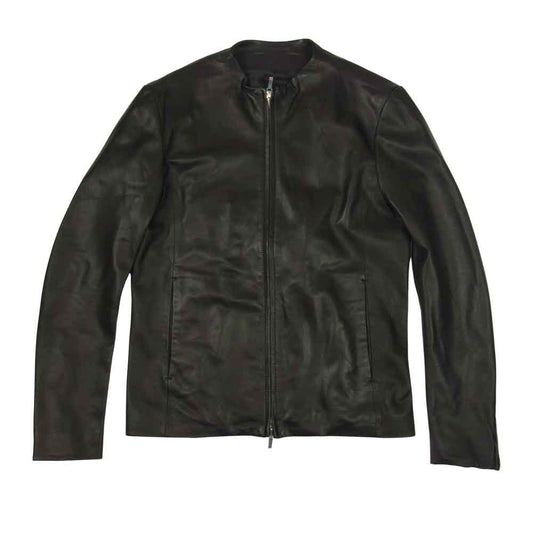 ATTACHMENT アタッチメント 21AW AB12-224 LAMB LEATHER SINGLE RIDERS ノーカラー ラムレザー シングルライダース ブラック系 1【美品】【中古】