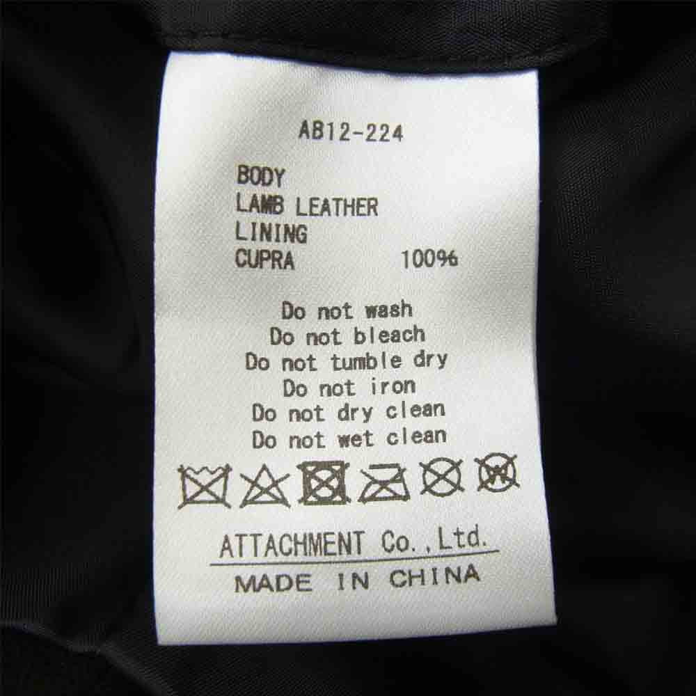 ATTACHMENT アタッチメント 21AW AB12-224 LAMB LEATHER SINGLE RIDERS ノーカラー ラムレザー シングルライダース ブラック系 1【美品】【中古】