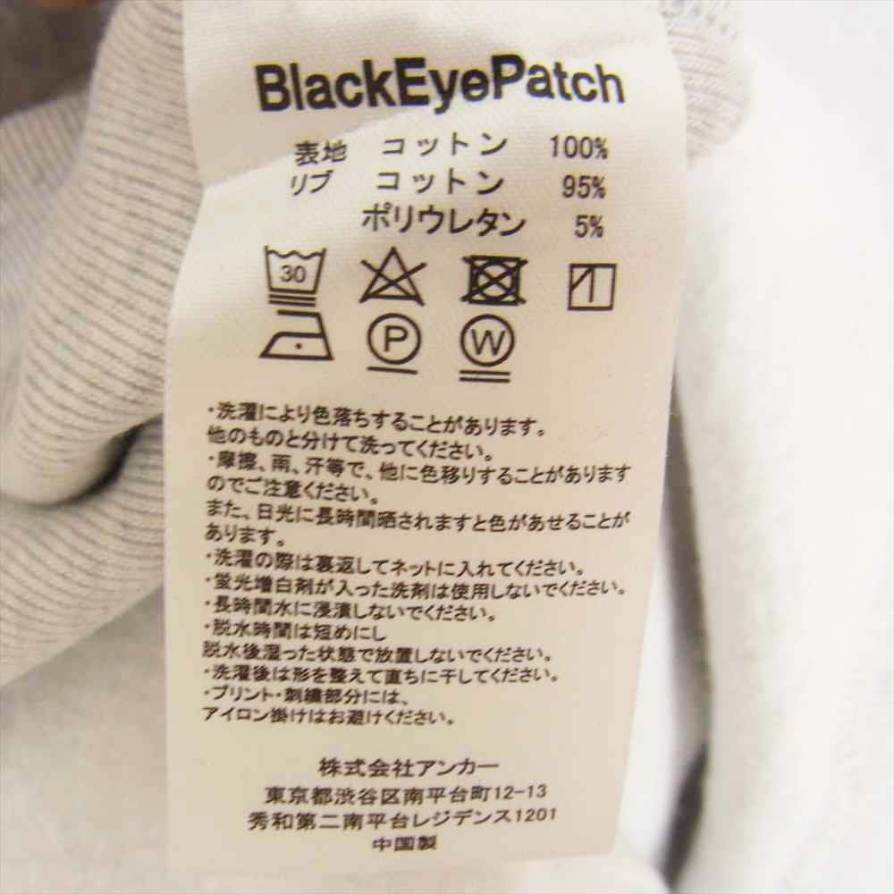 ブラックアイパッチ BEPFW21TP04 ROYAL SCRIPT HOODIE ロゴ刺繍 プルオーバー パーカー グレー系 L【新古品】【未使用】【中古】