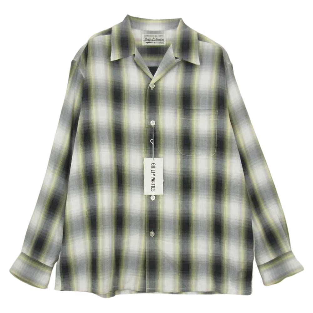 WACKO MARIA ワコマリア 21FW-WMS-OC03 OMBRAY CHECK OPEN COLLAR SHIRT オンブレ チェック オープンカラー 開襟 長袖 シャツ グリーン系 M【新古品】【未使用】【中古】