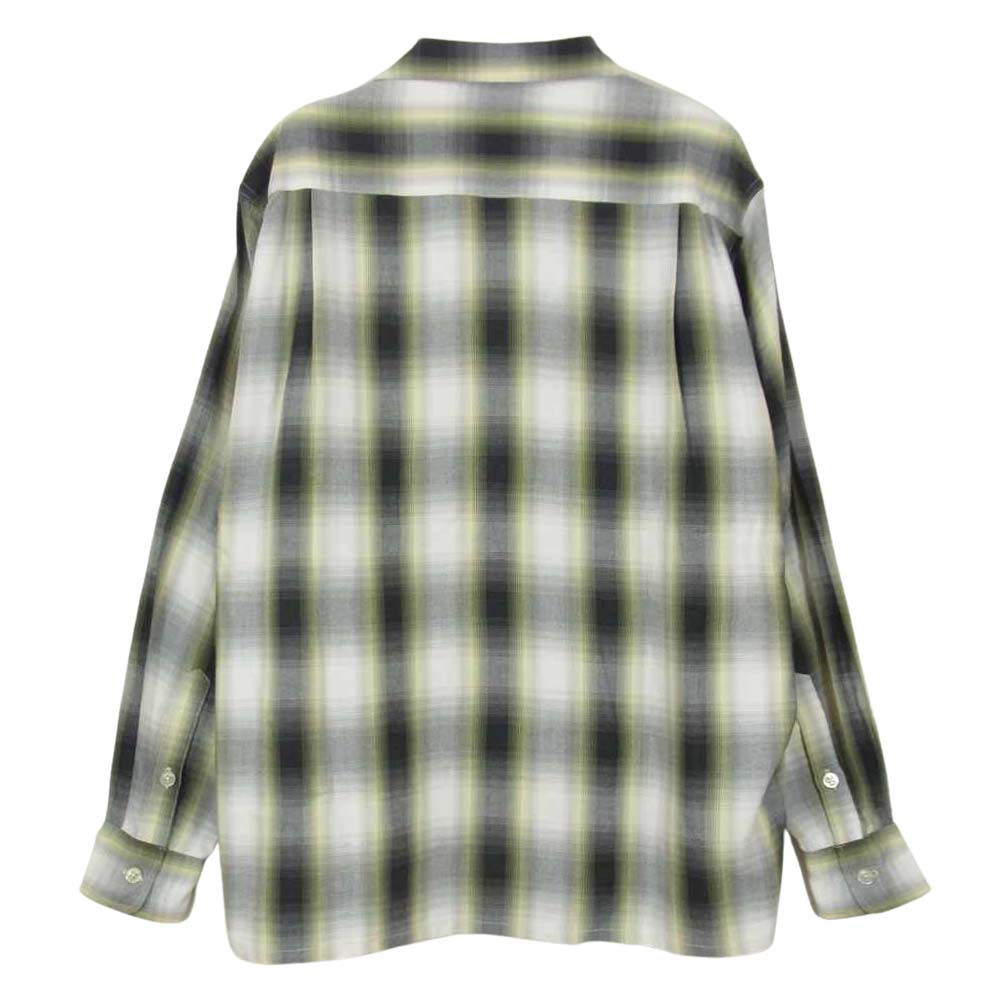 WACKO MARIA ワコマリア 21FW-WMS-OC03 OMBRAY CHECK OPEN COLLAR SHIRT オンブレ チェック オープンカラー 開襟 長袖 シャツ グリーン系 M【新古品】【未使用】【中古】