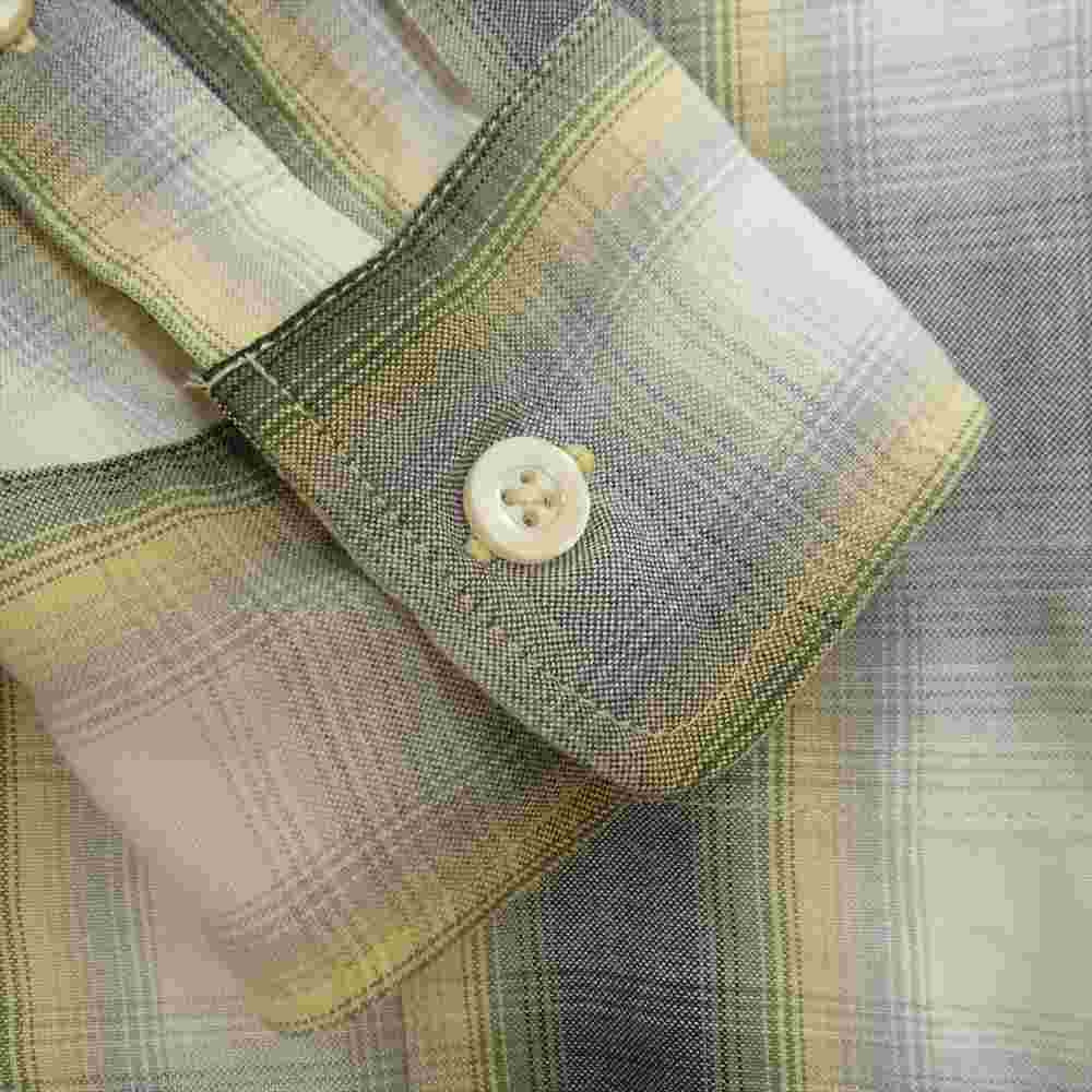 WACKO MARIA ワコマリア 21FW-WMS-OC03 OMBRAY CHECK OPEN COLLAR SHIRT オンブレ チェック オープンカラー 開襟 長袖 シャツ グリーン系 M【新古品】【未使用】【中古】