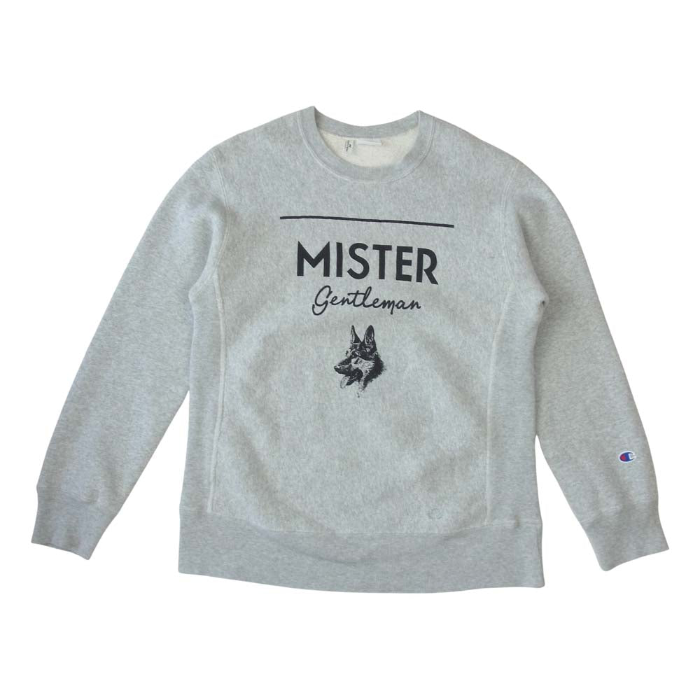 Mr.GENTLEMAN ミスタージェントルマン × CHAMPION チャンピオン リバースウィーブ スウェット クルー グレー グレー系 L【中古】