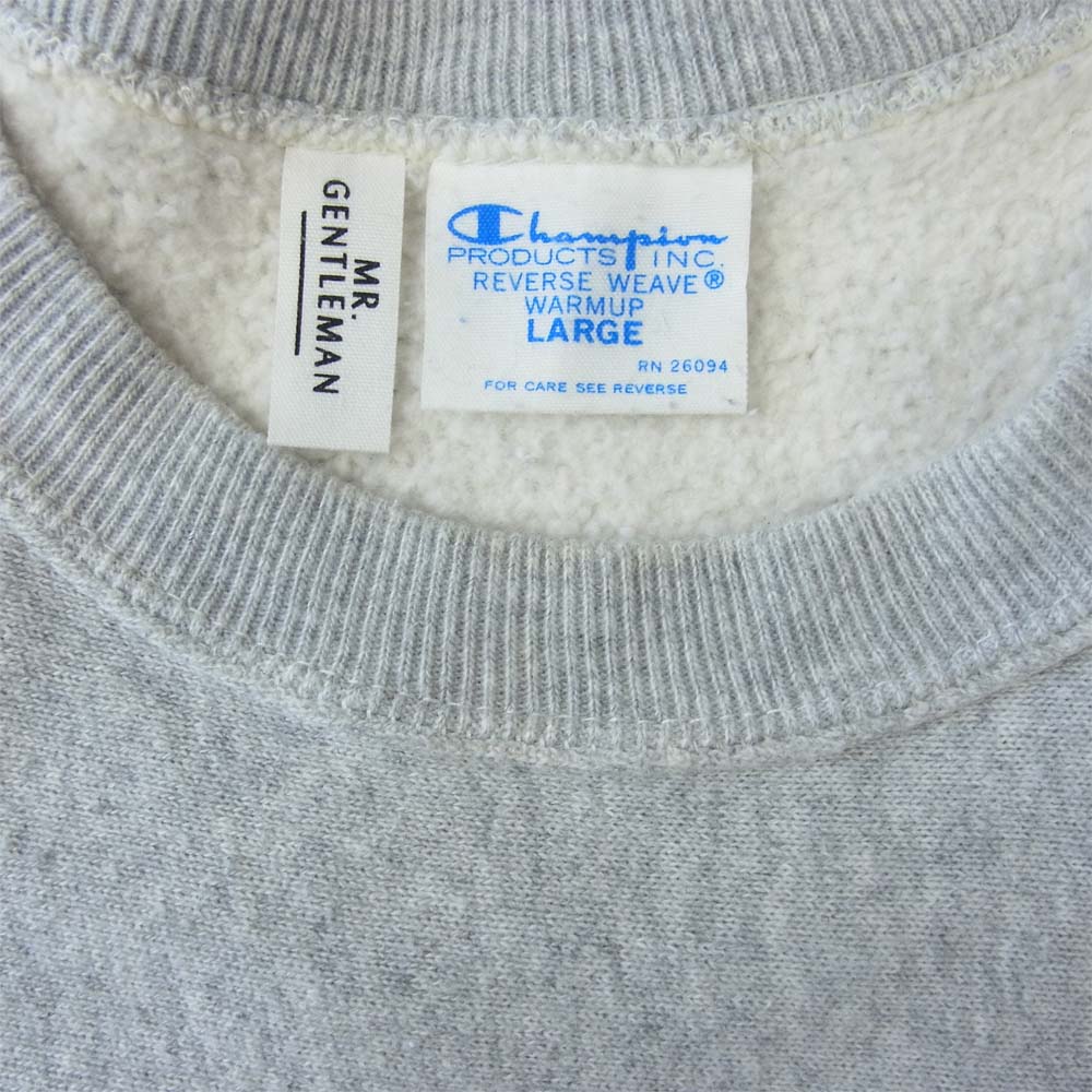 Mr.GENTLEMAN ミスタージェントルマン × CHAMPION チャンピオン リバースウィーブ スウェット クルー グレー グレー系 L【中古】