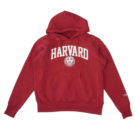 Champion チャンピオン C5-U101 USA製 単タグ復刻 HARVARD カレッジプリント リバースウィーブ スウェット パーカー レッド系 L【中古】