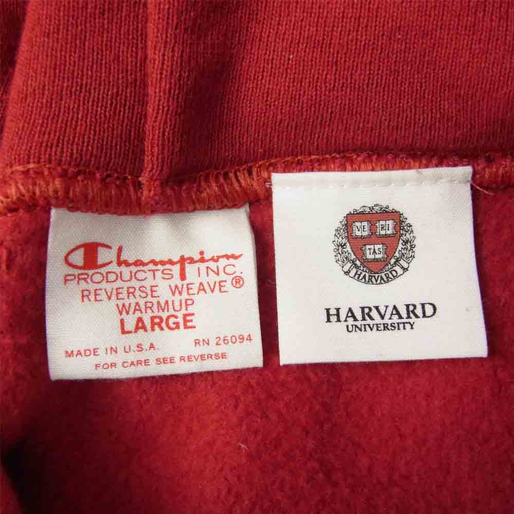 Champion チャンピオン C5-U101 USA製 単タグ復刻 HARVARD カレッジプリント リバースウィーブ スウェット パーカー レッド系 L【中古】