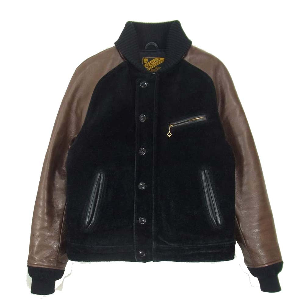 ワイツーレザー TB-136  STEER SUEDE × STEER OIL RIB JKT スエード × レザー リブ ジャケット ブラック × ブラウン 38【中古】