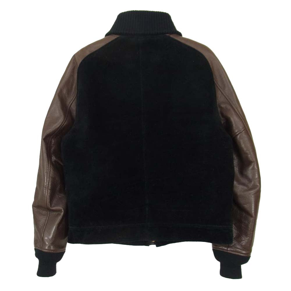 ワイツーレザー TB-136  STEER SUEDE × STEER OIL RIB JKT スエード × レザー リブ ジャケット ブラック × ブラウン 38【中古】