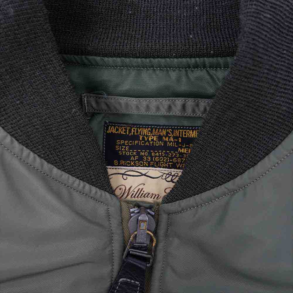Buzz Rickson's バズリクソンズ BR13653 WILLIAM GIBSON ウィリアム ギブソン Type MA-1 DOWN FILLED ダウン ジャケット オリーブ系 M【中古】