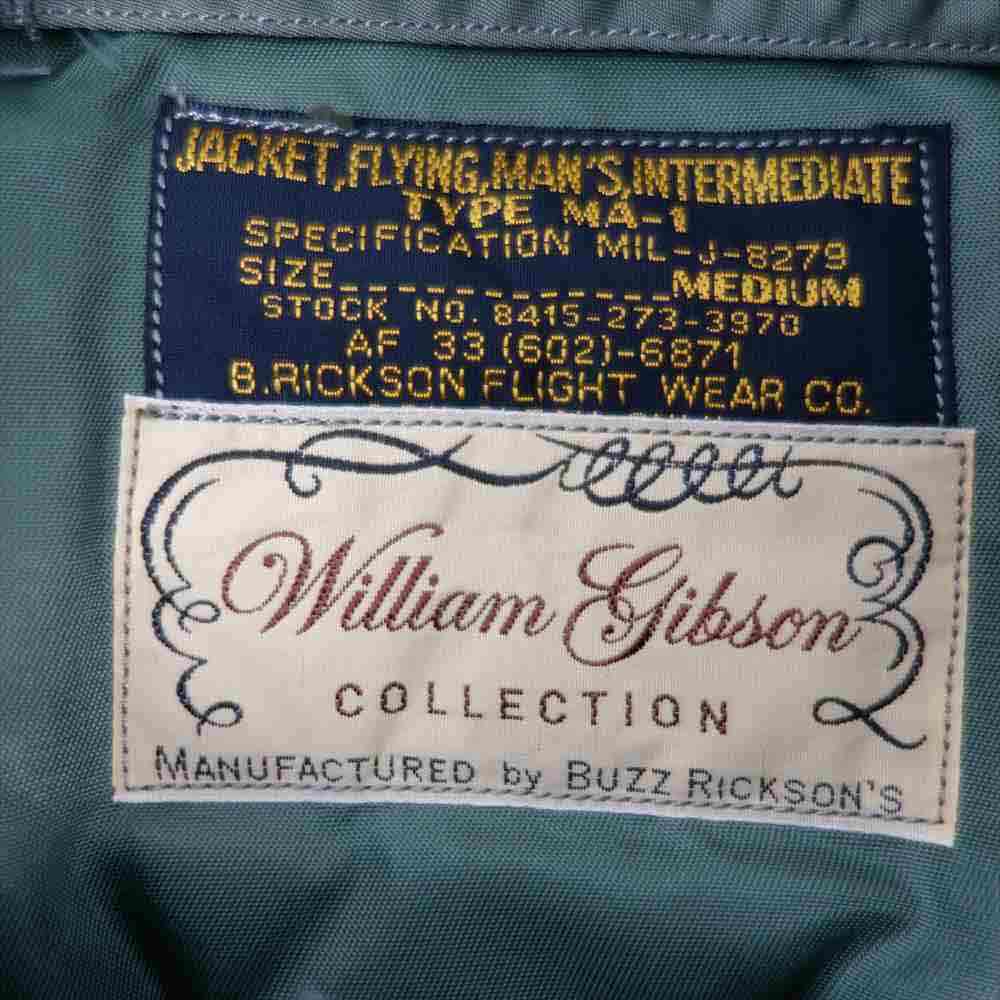 Buzz Rickson's バズリクソンズ BR13653 WILLIAM GIBSON ウィリアム ギブソン Type MA-1 DOWN FILLED ダウン ジャケット オリーブ系 M【中古】