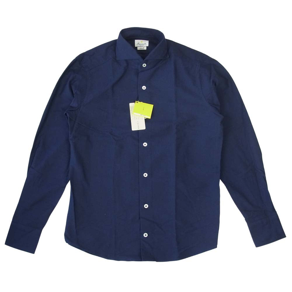 ジャンネット vinci fit wash ヴィンチフィット ロングスリーブ シャツ ネイビー系 37【新古品】【未使用】【中古】
