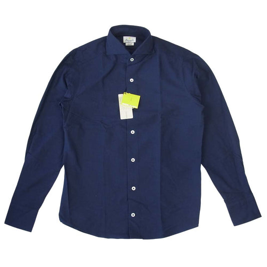 ジャンネット vinci fit wash ヴィンチフィット ロングスリーブ シャツ ネイビー系 37【新古品】【未使用】【中古】
