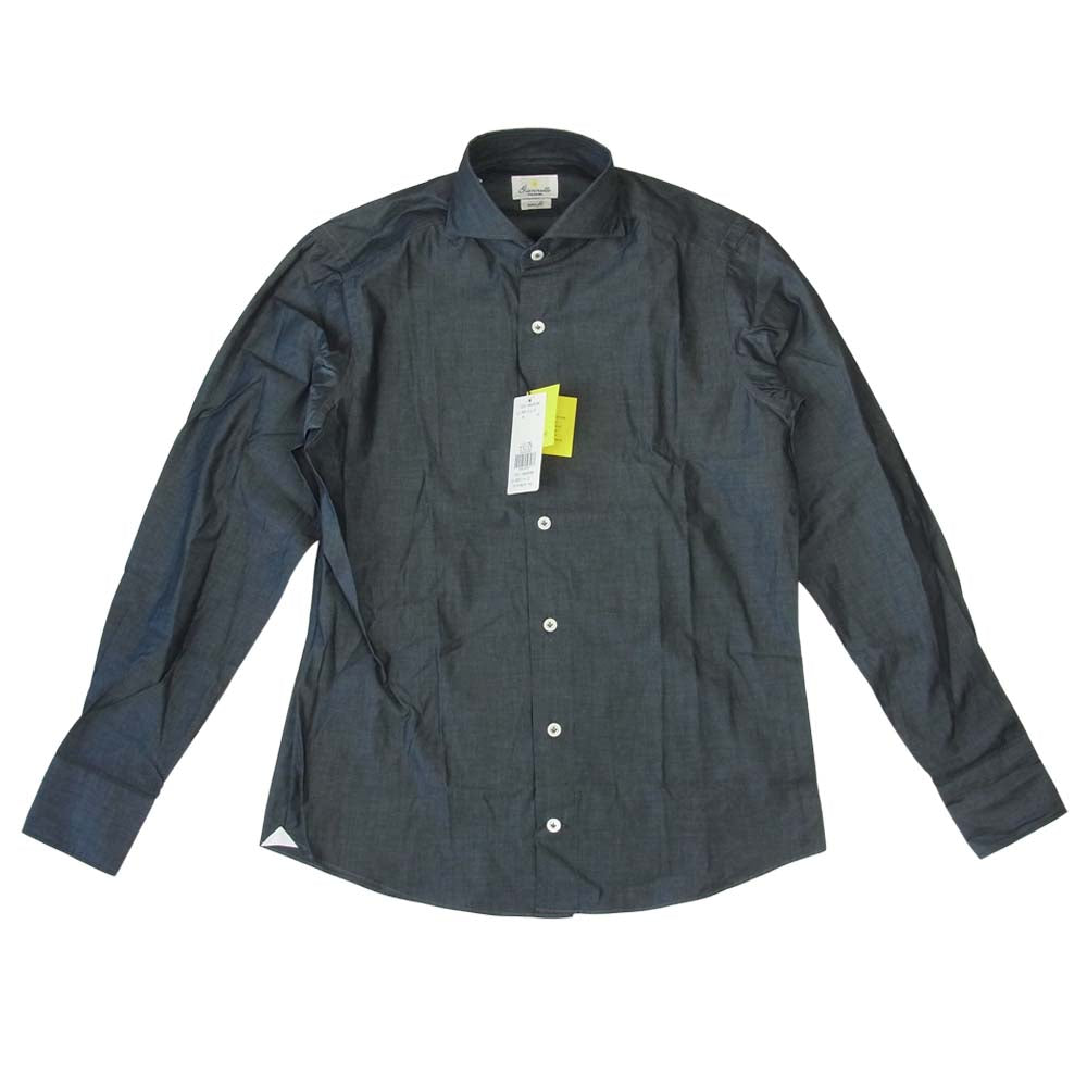 ジャンネット vinci fit wash カラーシャンブレー シャツ ブラック系 14.5／37【新古品】【未使用】【中古】
