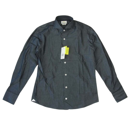 ジャンネット vinci fit wash カラーシャンブレー シャツ ブラック系 14.5／37【新古品】【未使用】【中古】