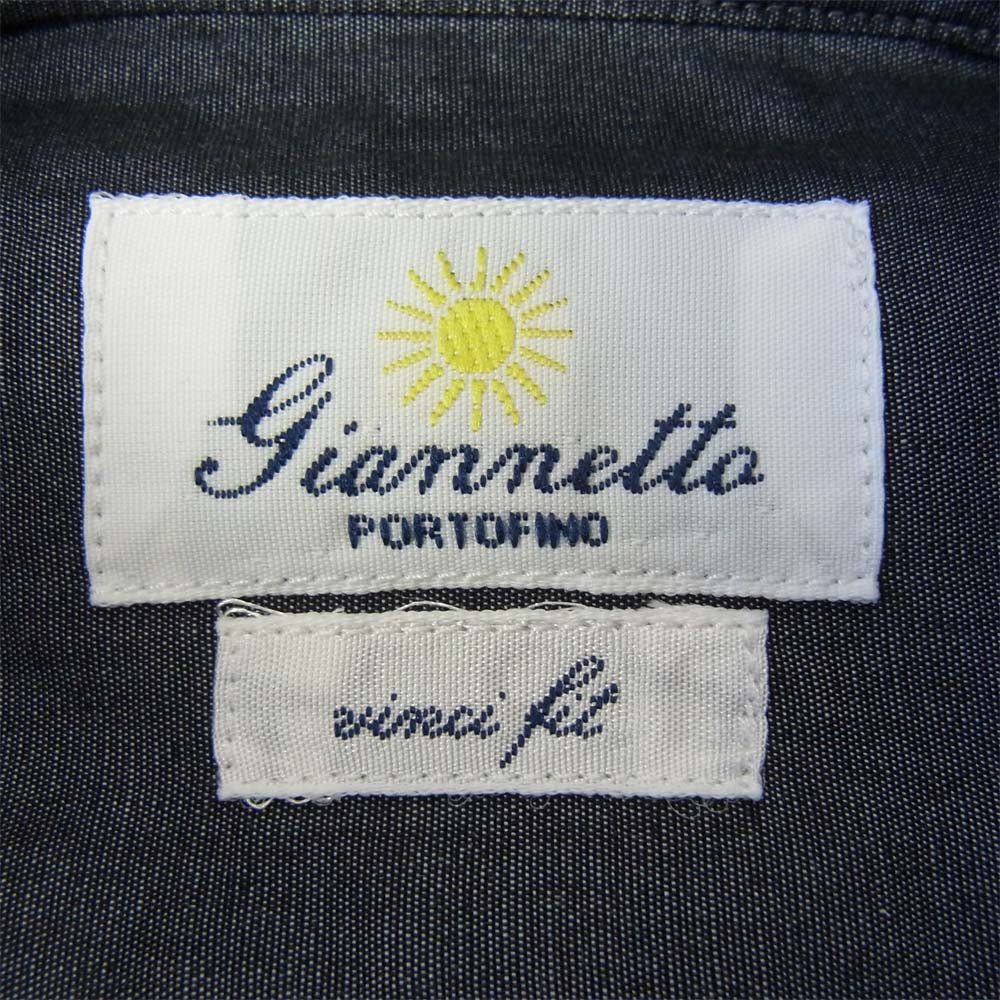 ジャンネット vinci fit wash カラーシャンブレー シャツ ブラック系 14.5／37【新古品】【未使用】【中古】