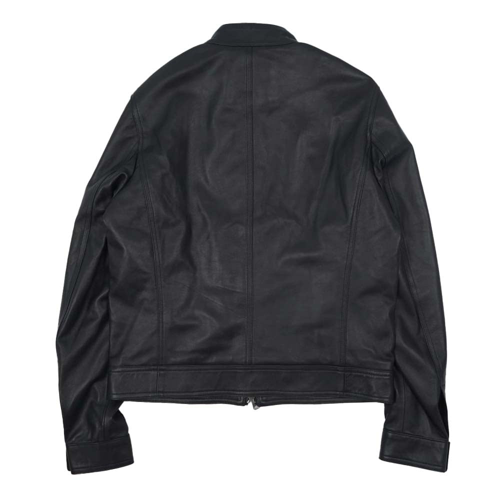 エンメティ 76-7703 JURI SILVER ユリ ラムナッパ レザー シングル ライダース ジャケット ネイビー ダークネイビー系 48【新古品】【未使用】【中古】