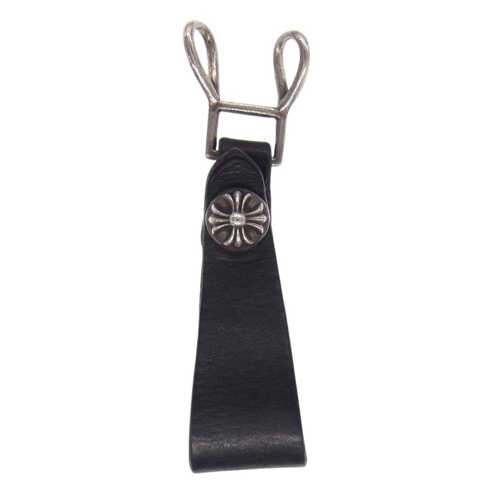 CHROME HEARTS クロムハーツ（原本有） BELT LOOP クロスボールボタン レザー ベルトループ ブラック系【中古】