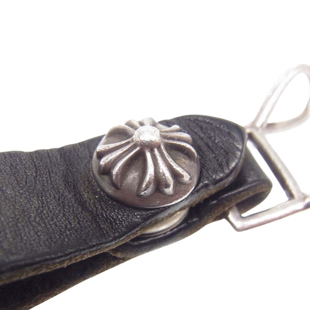 CHROME HEARTS クロムハーツ（原本有） BELT LOOP クロスボールボタン レザー ベルトループ ブラック系【中古】