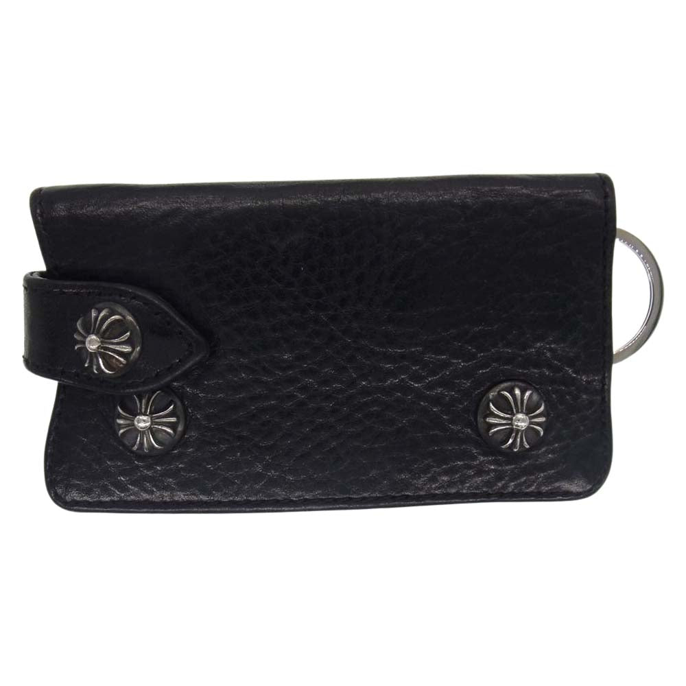 CHROME HEARTS クロムハーツ（原本無） KEY CASE クロスボールボタン レザー キーケース ブラック系【中古】