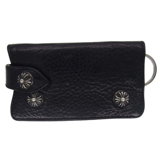 CHROME HEARTS クロムハーツ（原本無） KEY CASE クロスボールボタン レザー キーケース ブラック系【中古】