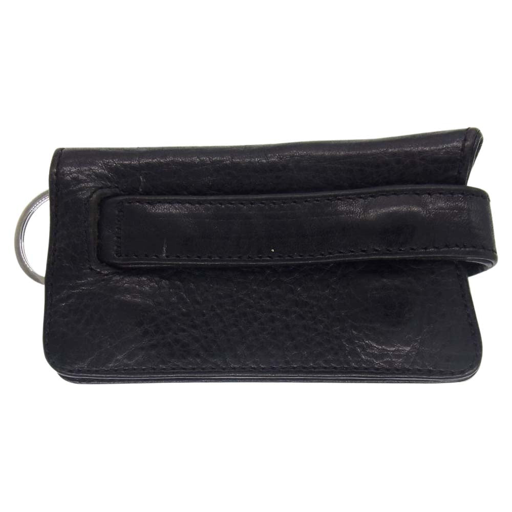 CHROME HEARTS クロムハーツ（原本無） KEY CASE クロスボールボタン レザー キーケース ブラック系【中古】