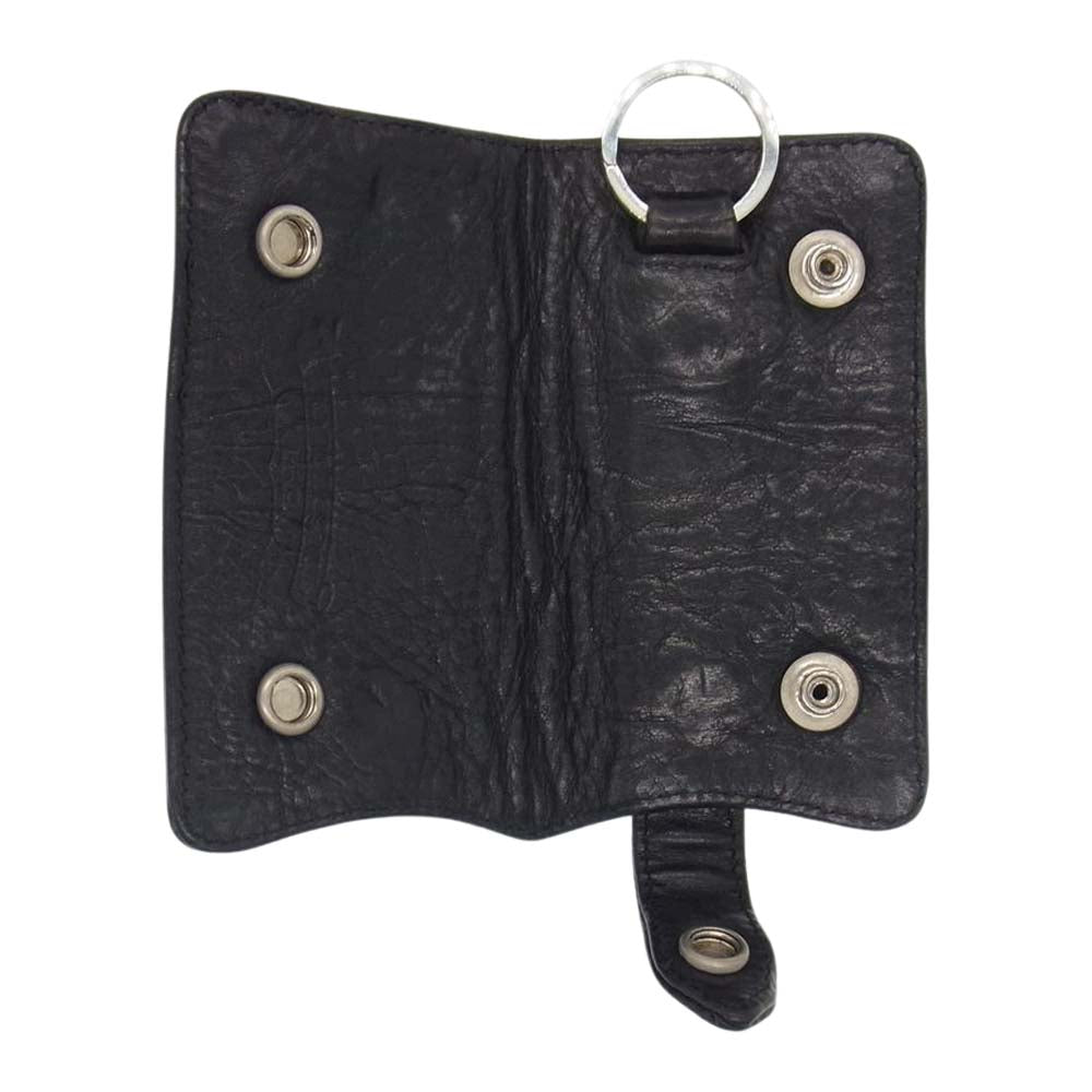 CHROME HEARTS クロムハーツ（原本無） KEY CASE クロスボールボタン レザー キーケース ブラック系【中古】