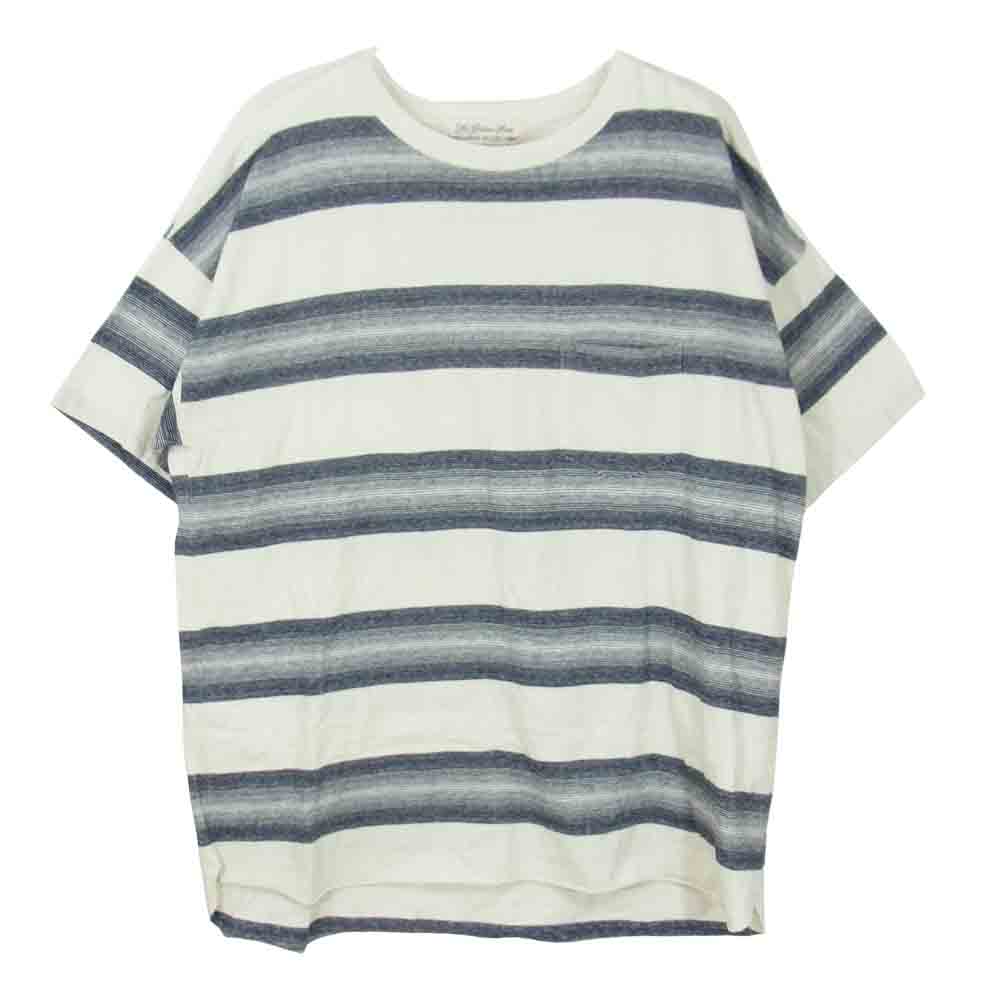 REMI RELIEF レミレリーフ ビッグシルエット ボーダー ポケット付き 半袖 Tシャツ ネイビー系 XL【中古】