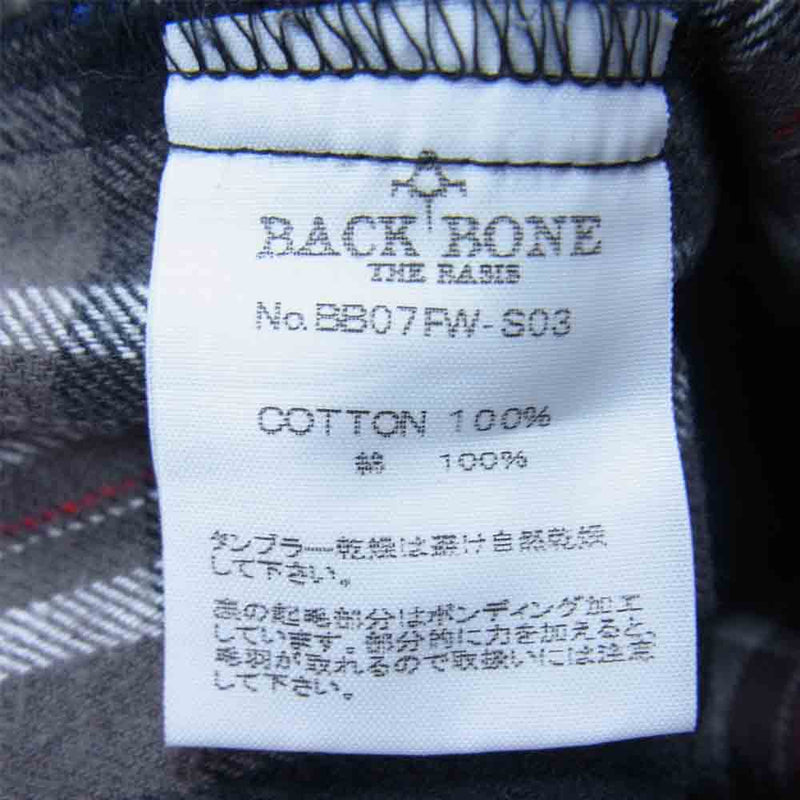 BACKBONE バックボーン ヘビーフランネル チェック シャツ 日本製 ブルー系 L【中古】