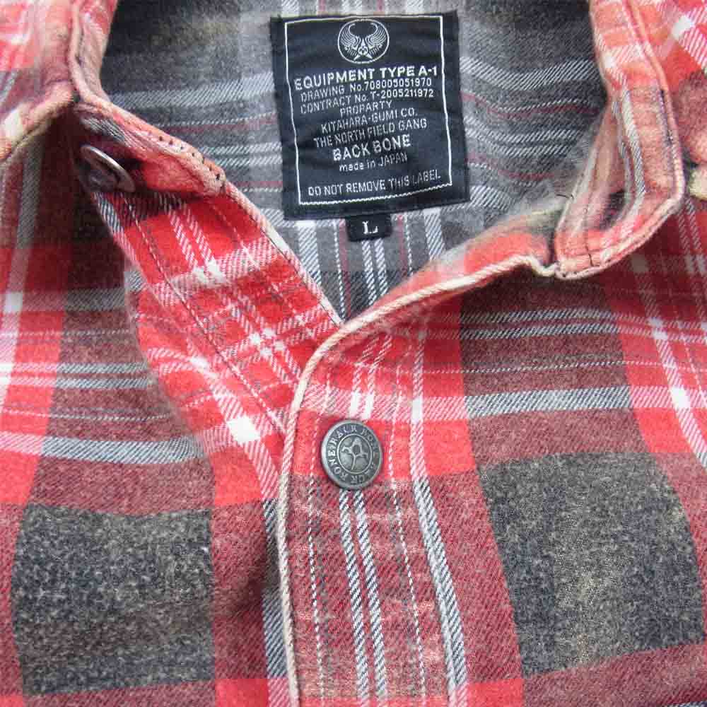 BACKBONE バックボーン ヘビーフランネル チェック シャツ 日本製 レッド系 L【中古】