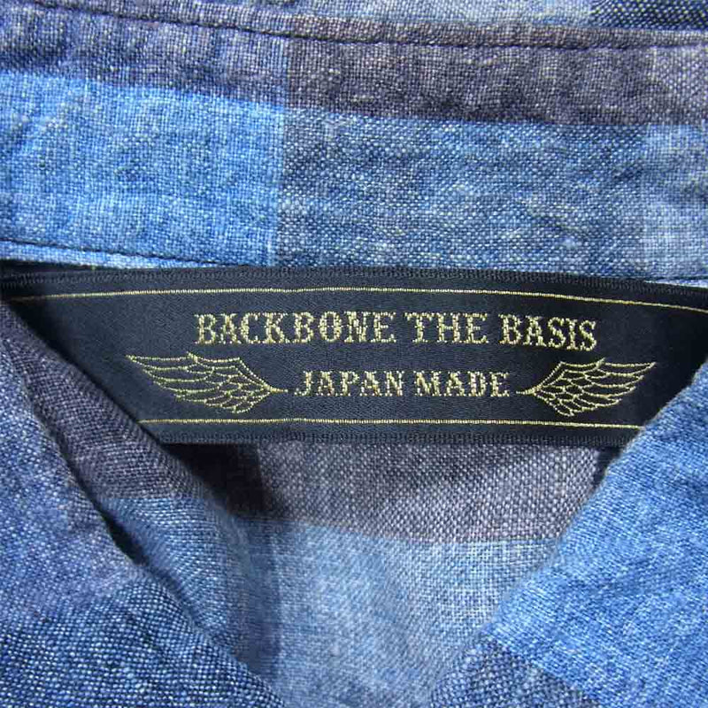 BACKBONE バックボーン BB12SS-S43 リネン ブロック チェック シャツ ブルー系 M【中古】
