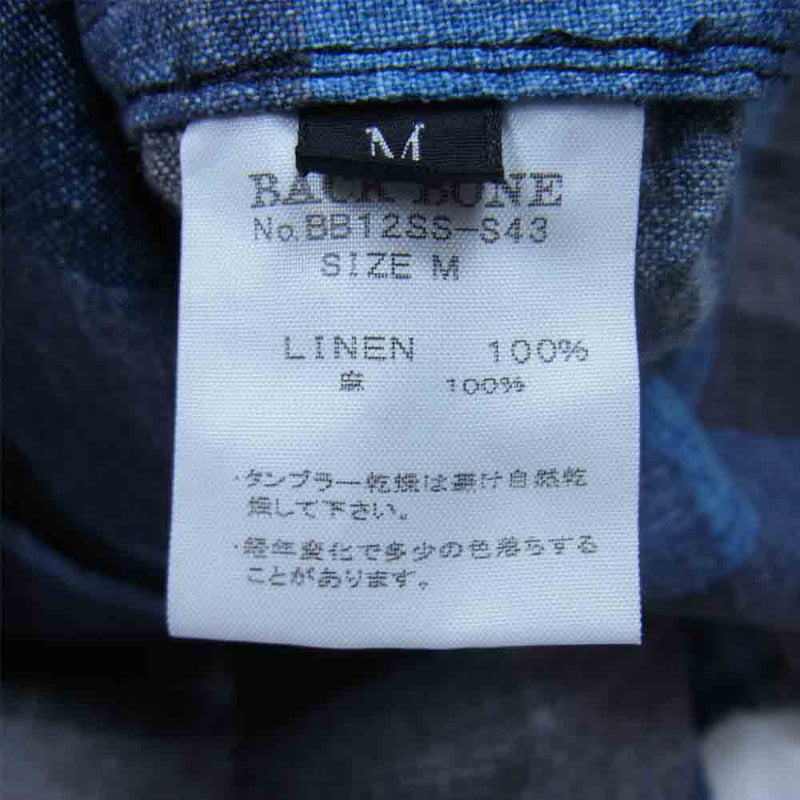 BACKBONE バックボーン BB12SS-S43 リネン ブロック チェック シャツ ブルー系 M【中古】