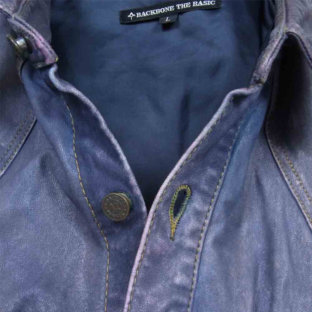 BACKBONE バックボーン BB11SS-LS40 シープスキン レザー シャツ レザージャケット ネイビー系 L【中古】