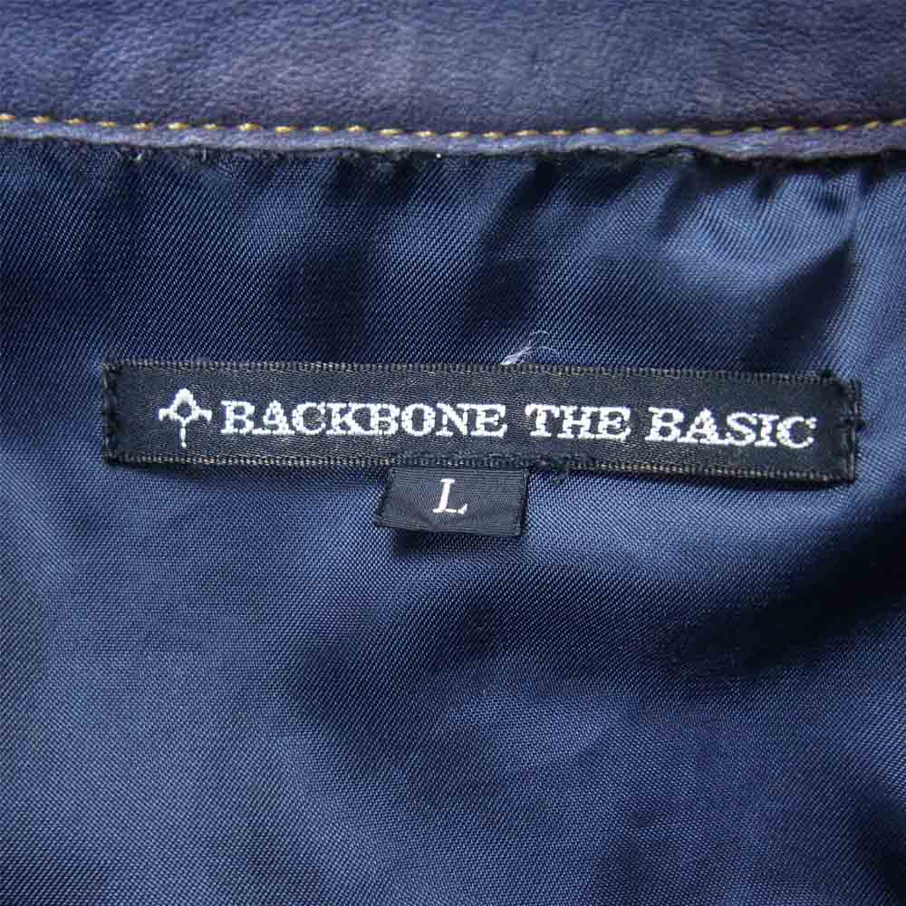 BACKBONE バックボーン BB11SS-LS40 シープスキン レザー シャツ レザージャケット ネイビー系 L【中古】