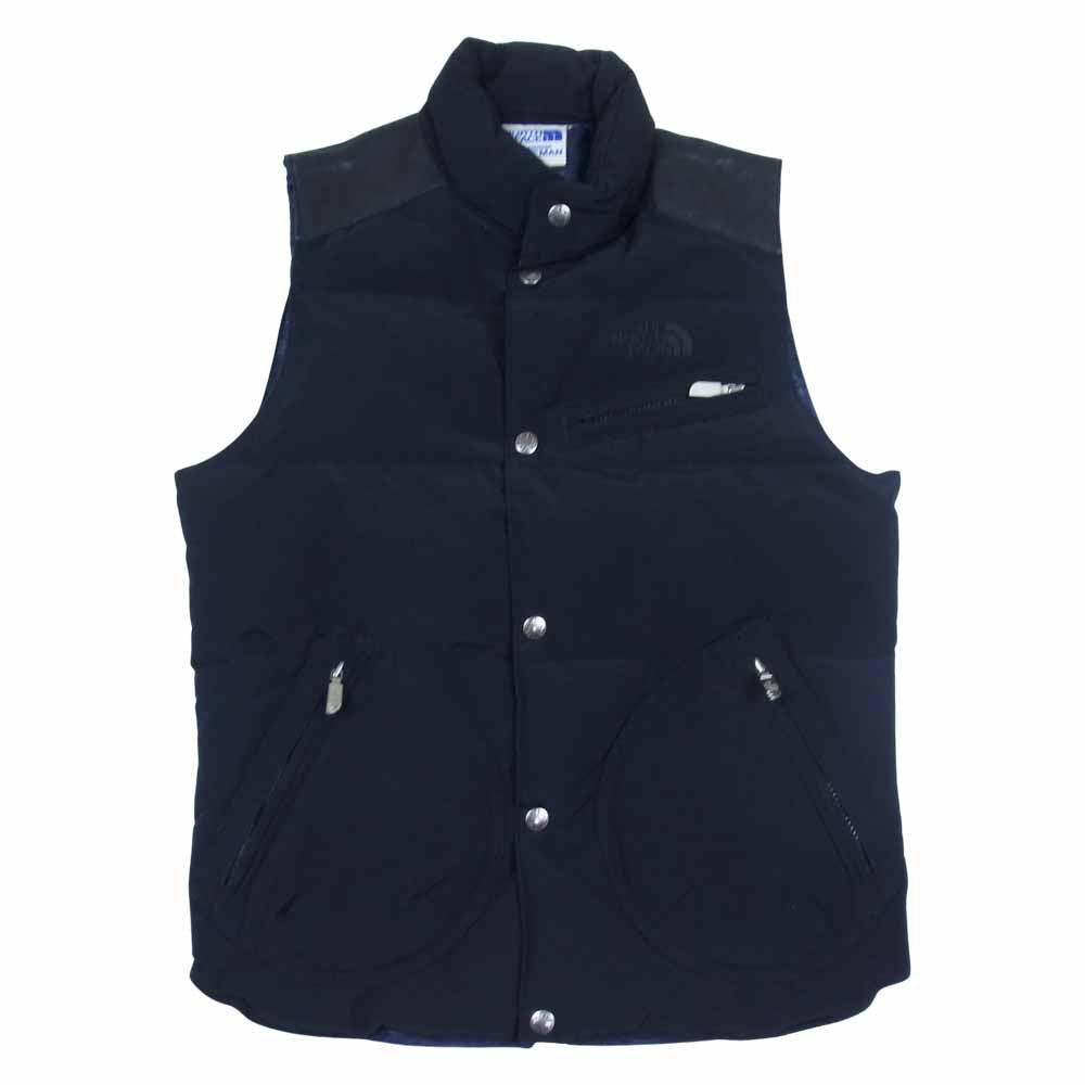 JUNYA WATANABE COMME des GARCONS MAN ジュンヤワタナベコムデギャルソンマン × THE NORTH FACE AD2009 WD-V101 ノースフェイス レザー切替 ダウンベスト ブラック系 XS【中古】