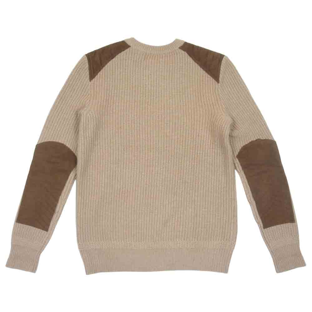 POLO RALPH LAUREN ポロ・ラルフローレン 国内正規品 カシミヤ100％ ゴートスエードレザーエルボーパッチ クルーネック ブラウン系 S【中古】
