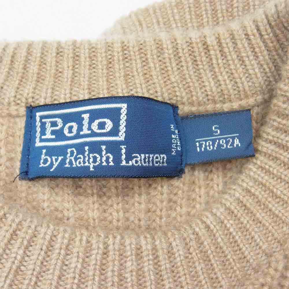 POLO RALPH LAUREN ポロ・ラルフローレン 国内正規品 カシミヤ100％ ゴートスエードレザーエルボーパッチ クルーネック ブラウン系 S【中古】