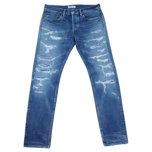 Ron Herman ロンハーマン 逗子マリーナ限定 国内正規品 9420621471836 USA製 ダメージ リペア 加工 デニム パンツ インディゴブルー系 31【中古】