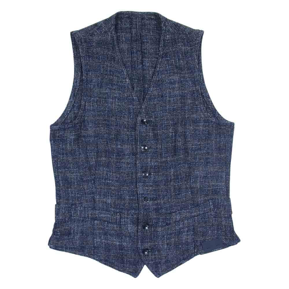 LARDINI ラルディーニ JL77029-29 国内正規品 6B ウール チェックベスト ブラック系 44【新古品】【未使用】【中古】