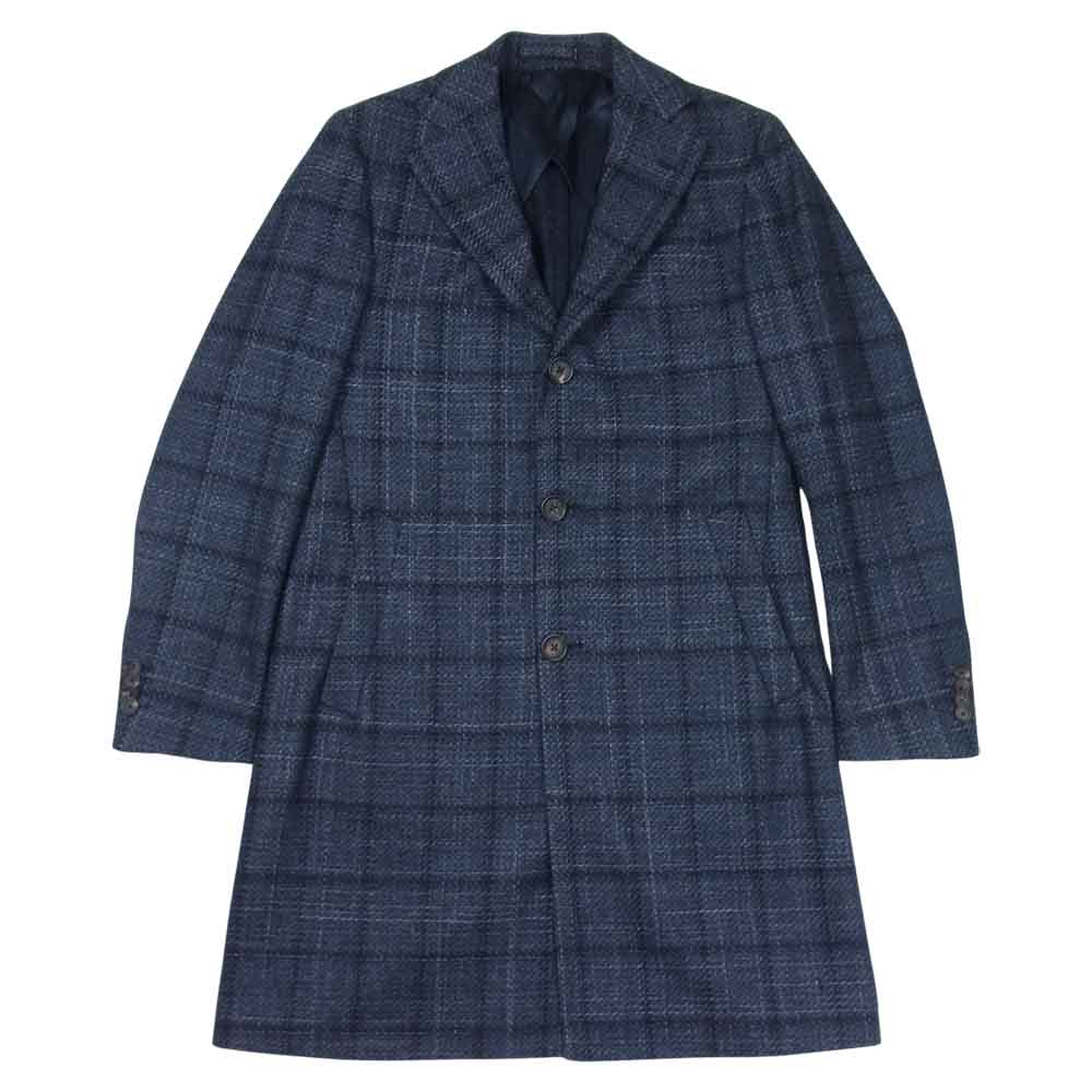 LARDINI ラルディーニ JL23143AQ 国内正規品 カシミヤ混ウール チェック シングル 3Bチェスターコート ブラック系 46【美品】【中古】