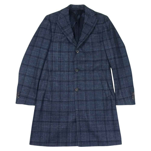 LARDINI ラルディーニ JL23143AQ 国内正規品 カシミヤ混ウール チェック シングル 3Bチェスターコート ブラック系 46【美品】【中古】