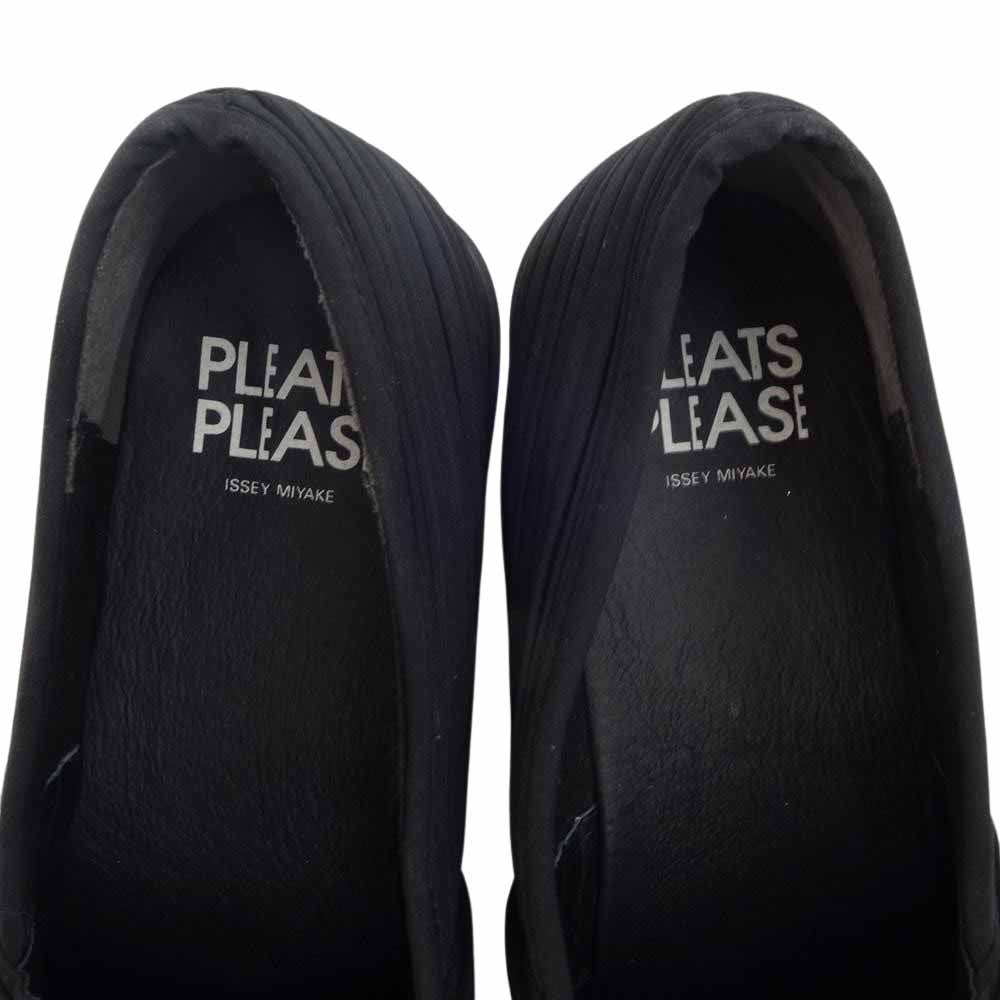PLEATS PLEASE プリーツプリーズ イッセイミヤケ ISSAY MIYAKE イッセイミヤケ プリーツ ヒール スリッポン ブラック系 23.5【極上美品】【中古】