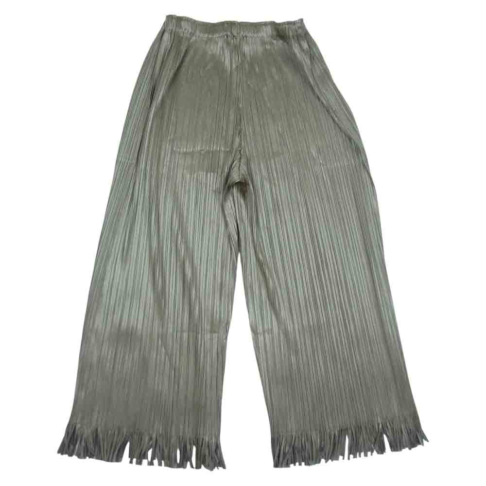 PLEATS PLEASE プリーツプリーズ イッセイミヤケ ISSAY MIYAKE プリーツ フリンジパンツ カーキ系 3【中古】