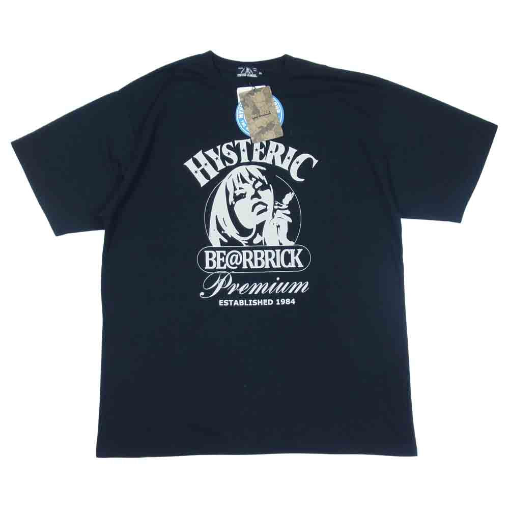 HYSTERIC GLAMOUR ヒステリックグラマー × BE＠RBRICK ベアブリック 02212CT19 クルーネック 半袖 ブラック系 XL【新古品】【未使用】【中古】