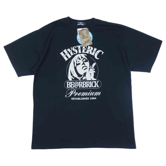 HYSTERIC GLAMOUR ヒステリックグラマー × BE＠RBRICK ベアブリック 02212CT19 クルーネック 半袖 ブラック系 XL【新古品】【未使用】【中古】